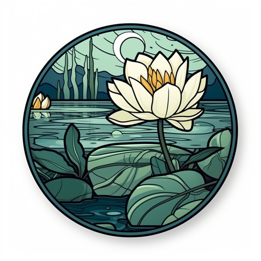 Water Lily Flower Vinyl Decal Sticker for Car, Laptop, Tumbler and more # 006118