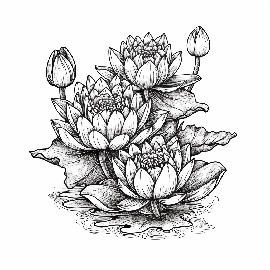 Water Lily Flower Vinyl Decal Sticker for Car, Laptop, Tumbler and more # 006131