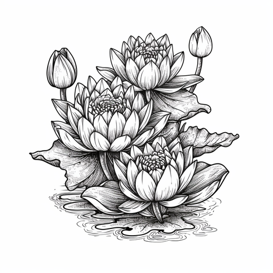 Water Lily Flower Vinyl Decal Sticker for Car, Laptop, Tumbler and more # 006131