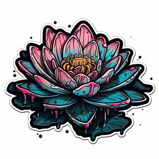 Water Lily Flower Vinyl Decal Sticker for Car, Laptop, Tumbler and more # 006121