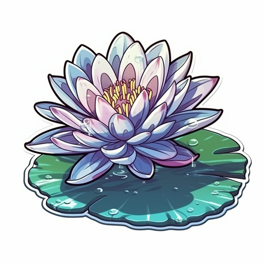 Water Lily Flower Vinyl Decal Sticker for Car, Laptop, Tumbler and more # 006083