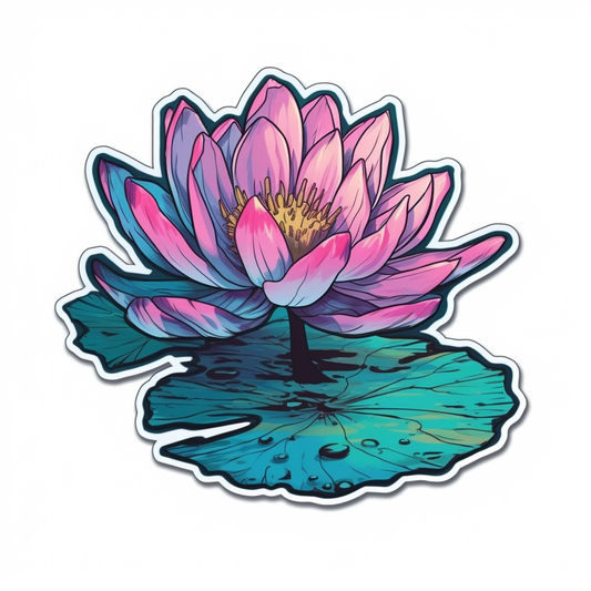 Water Lily Flower Vinyl Decal Sticker for Car, Laptop, Tumbler and more # 006117