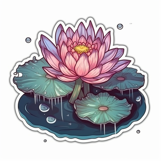 Water Lily Flower Vinyl Decal Sticker for Car, Laptop, Tumbler and more # 006145