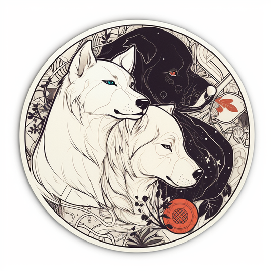Yin Yang Dog Vinyl Decal Sticker for Car, Laptop, Tumbler and more # 005479