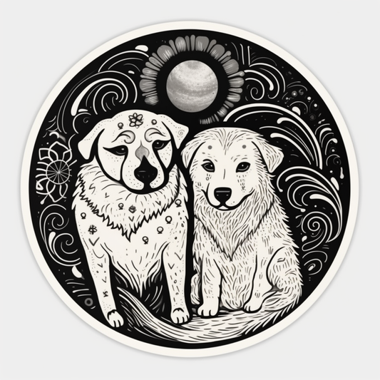 Yin Yang Dog Vinyl Decal Sticker for Car, Laptop, Tumbler and more # 005559