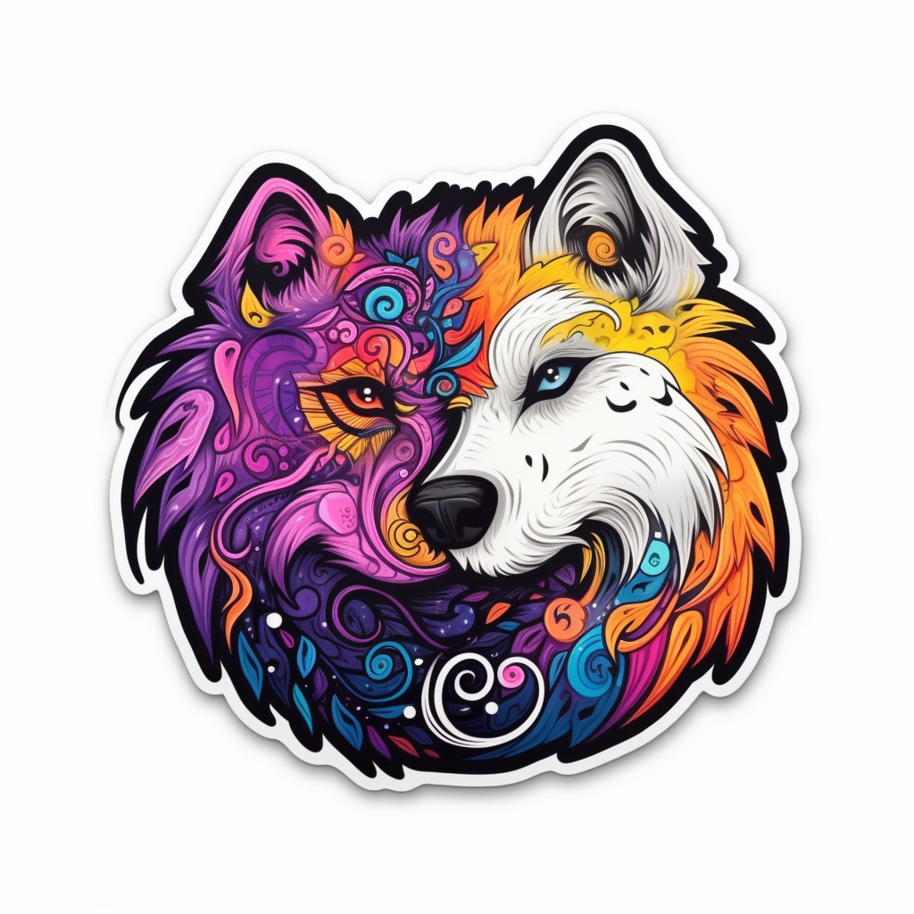 Yin Yang Dog Vinyl Decal Sticker for Car, Laptop, Tumbler and more # 005590