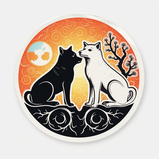 Yin Yang Dog Vinyl Decal Sticker for Car, Laptop, Tumbler and more # 005486