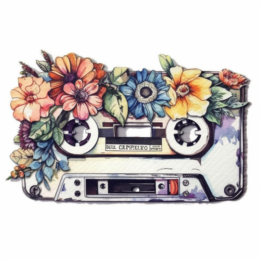 cassette tape flowers Vinyl Decal Sticker for Car, Laptop, Tumbler and more # 00321