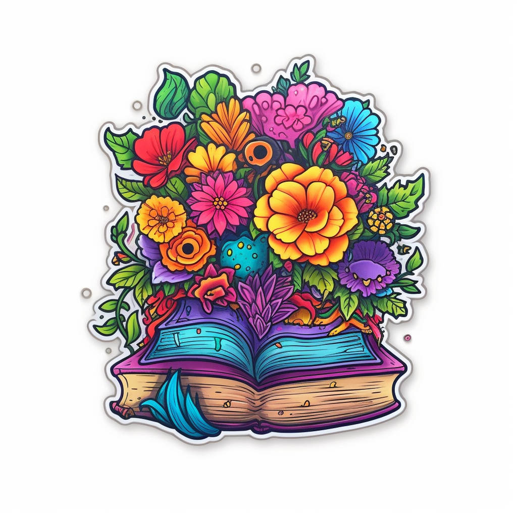 Flower Growing on a Book Vinyl Decal Sticker for Car, Laptop, Tumbler and more # 006973