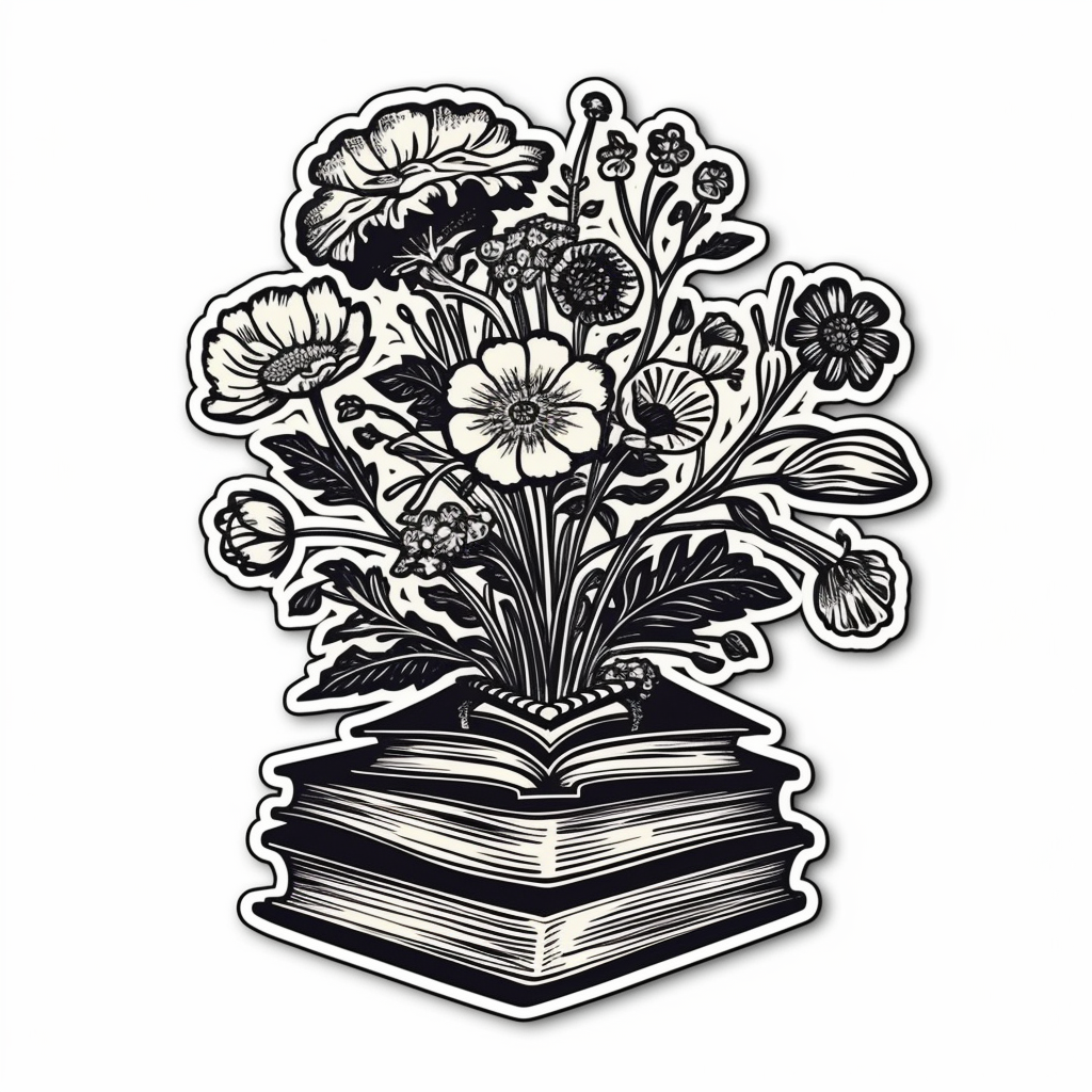 Flower Growing on a Book Vinyl Decal Sticker for Car, Laptop, Tumbler and more # 006971