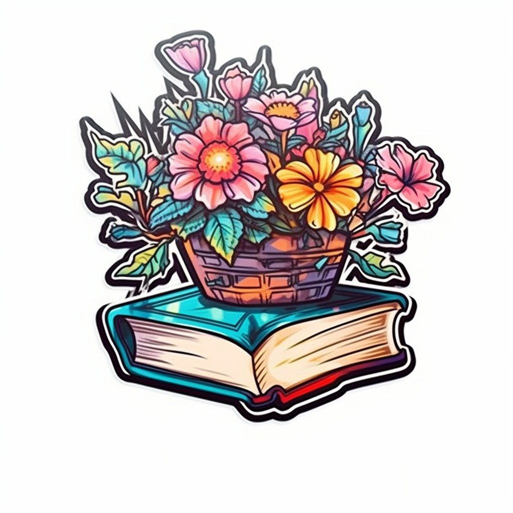 Flower Growing on a Book Vinyl Decal Sticker for Car, Laptop, Tumbler and more # 006975