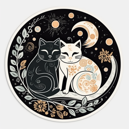 Yin Yang Cat Vinyl Decal Sticker for Car, Laptop, Tumbler and more # 005500
