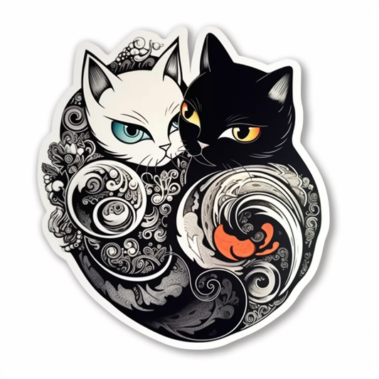 Yin Yang Cat Vinyl Decal Sticker for Car, Laptop, Tumbler and more # 005517