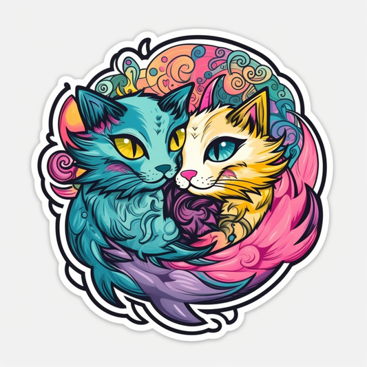Yin Yang Cat Vinyl Decal Sticker for Car, Laptop, Tumbler and more # 005541