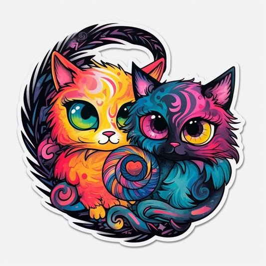 Yin Yang Cat Vinyl Decal Sticker for Car, Laptop, Tumbler and more # 005449