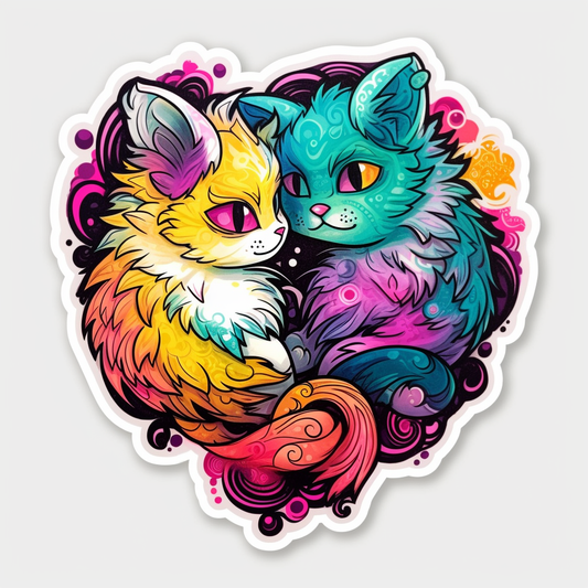 Yin Yang Cat Vinyl Decal Sticker for Car, Laptop, Tumbler and more # 005564