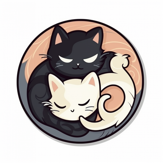 Yin Yang Cat Vinyl Decal Sticker for Car, Laptop, Tumbler and more # 005446