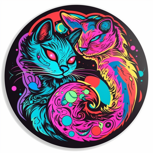 Yin Yang Cat Vinyl Decal Sticker for Car, Laptop, Tumbler and more # 005436