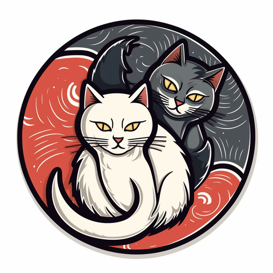 Yin Yang Cat Vinyl Decal Sticker for Car, Laptop, Tumbler and more # 005522