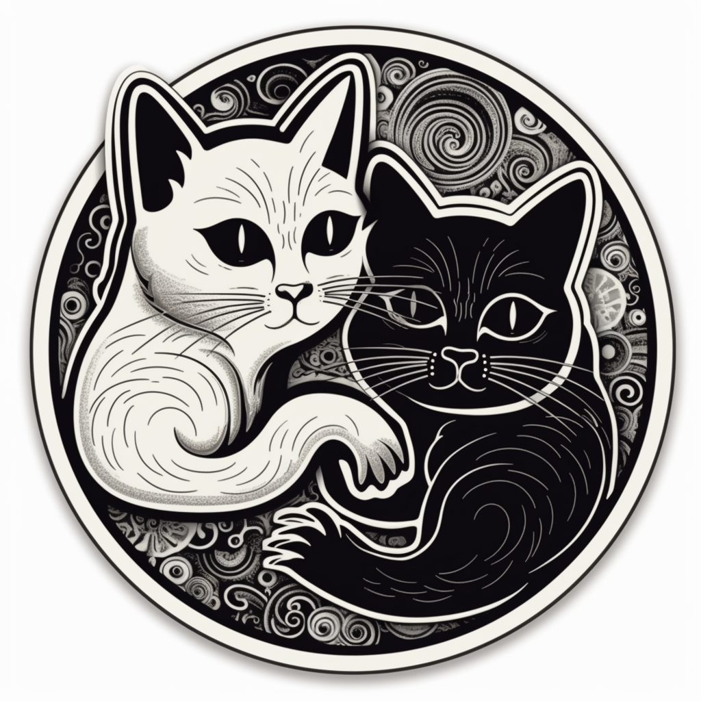 Yin Yang Cat Vinyl Decal Sticker for Car, Laptop, Tumbler and more # 005432