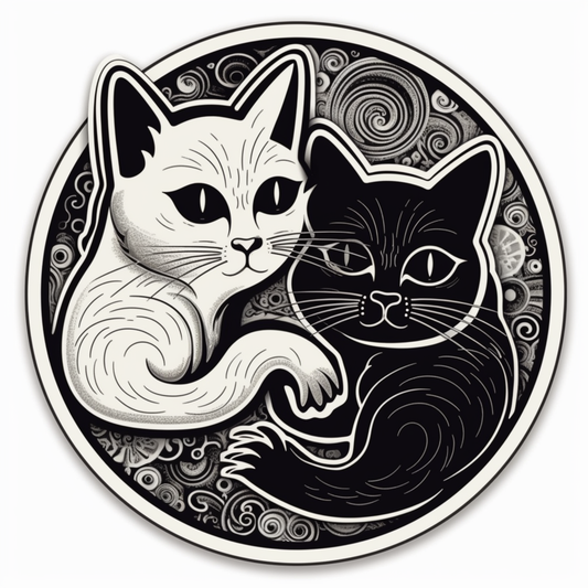 Yin Yang Cat Vinyl Decal Sticker for Car, Laptop, Tumbler and more # 005432