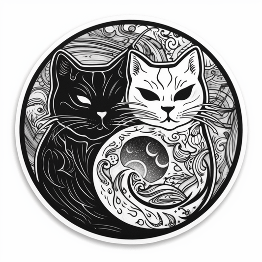 Yin Yang Cat Vinyl Decal Sticker for Car, Laptop, Tumbler and more # 005459