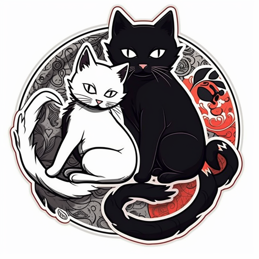 Yin Yang Cat Vinyl Decal Sticker for Car, Laptop, Tumbler and more # 005523