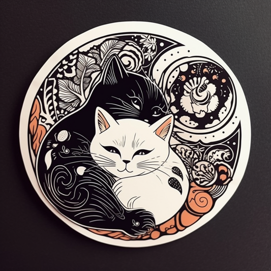 Yin Yang Cat Vinyl Decal Sticker for Car, Laptop, Tumbler and more # 005552