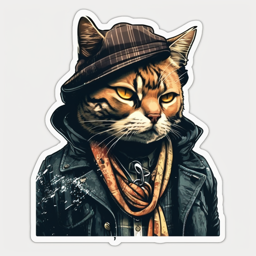 Cat Gangster Vinyl Decal Sticker for Car, Laptop, Tumbler and more # 002779