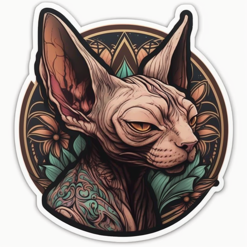 Sphynx Cat Vinyl Decal Sticker for Car, Laptop, Tumbler and more # 002597