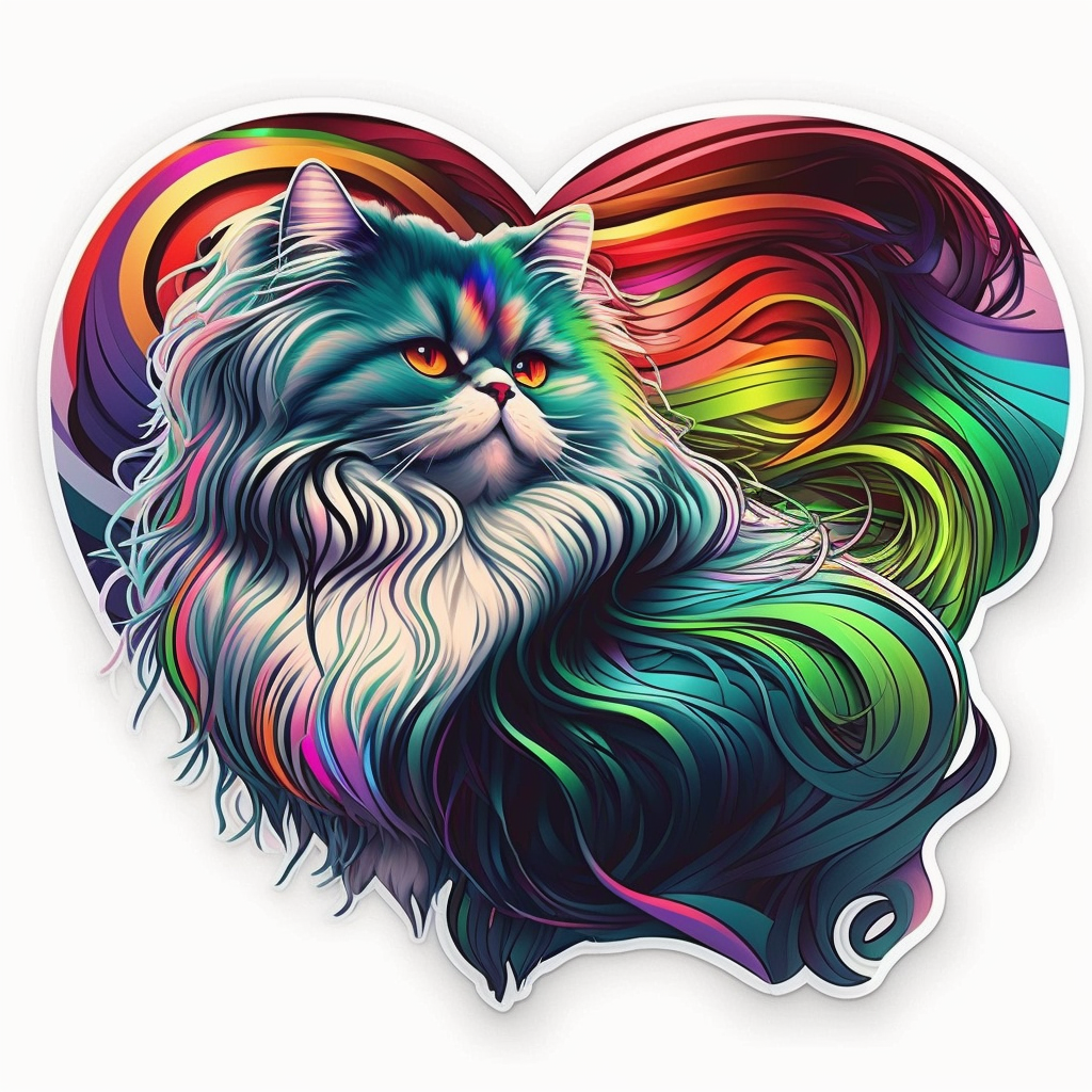 Persian Long Haired Cat Vinyl Decal Sticker for Car, Laptop, Tumbler and more # 1684
