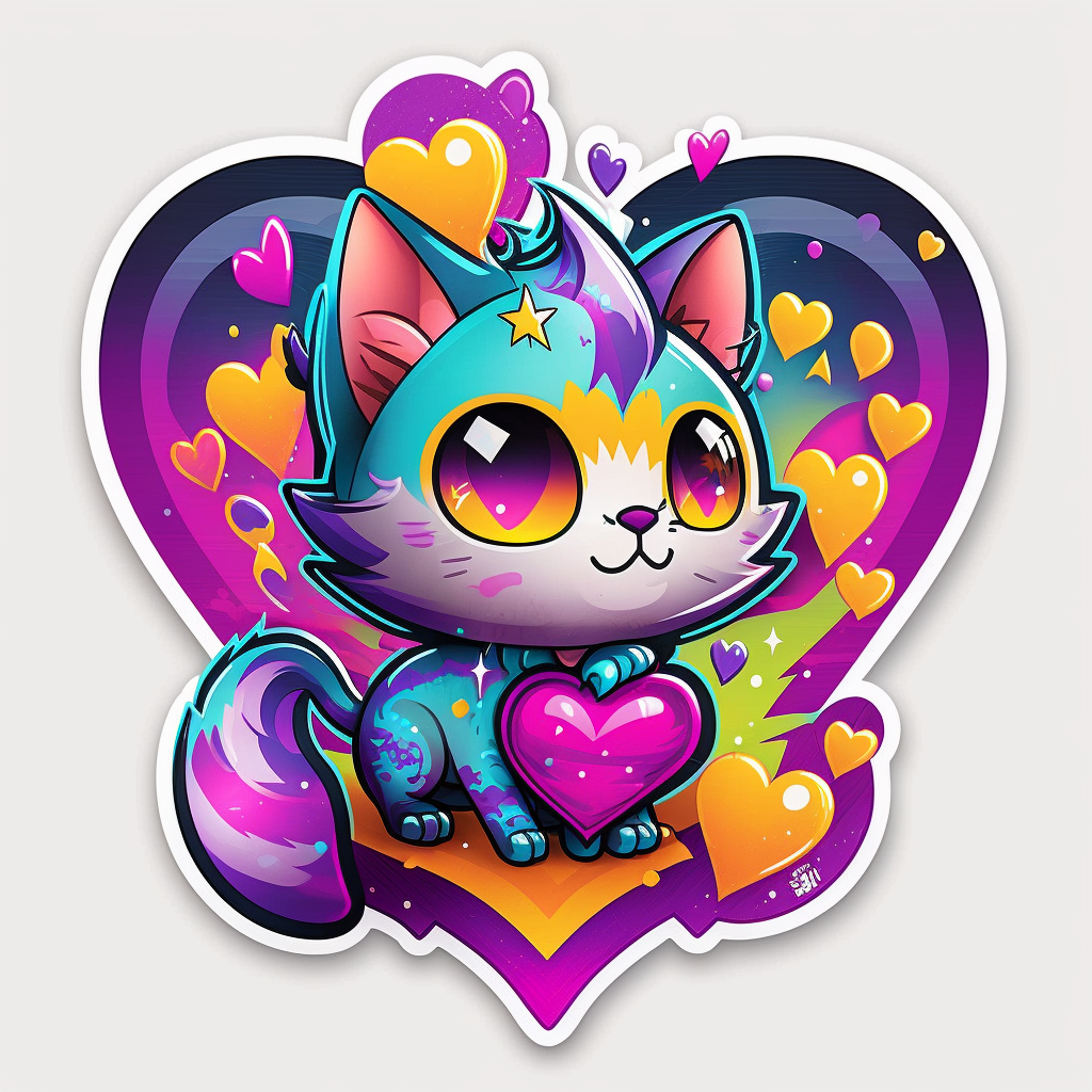 Heart Cat Vinyl Decal Sticker for Car, Laptop, Tumbler and more # 002719
