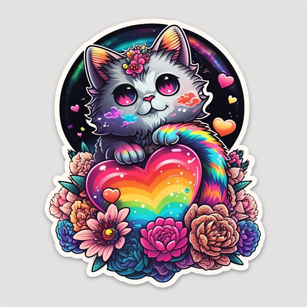 Cat Heart core Vinyl Decal Sticker for Car, Laptop, Tumbler and more # 002853