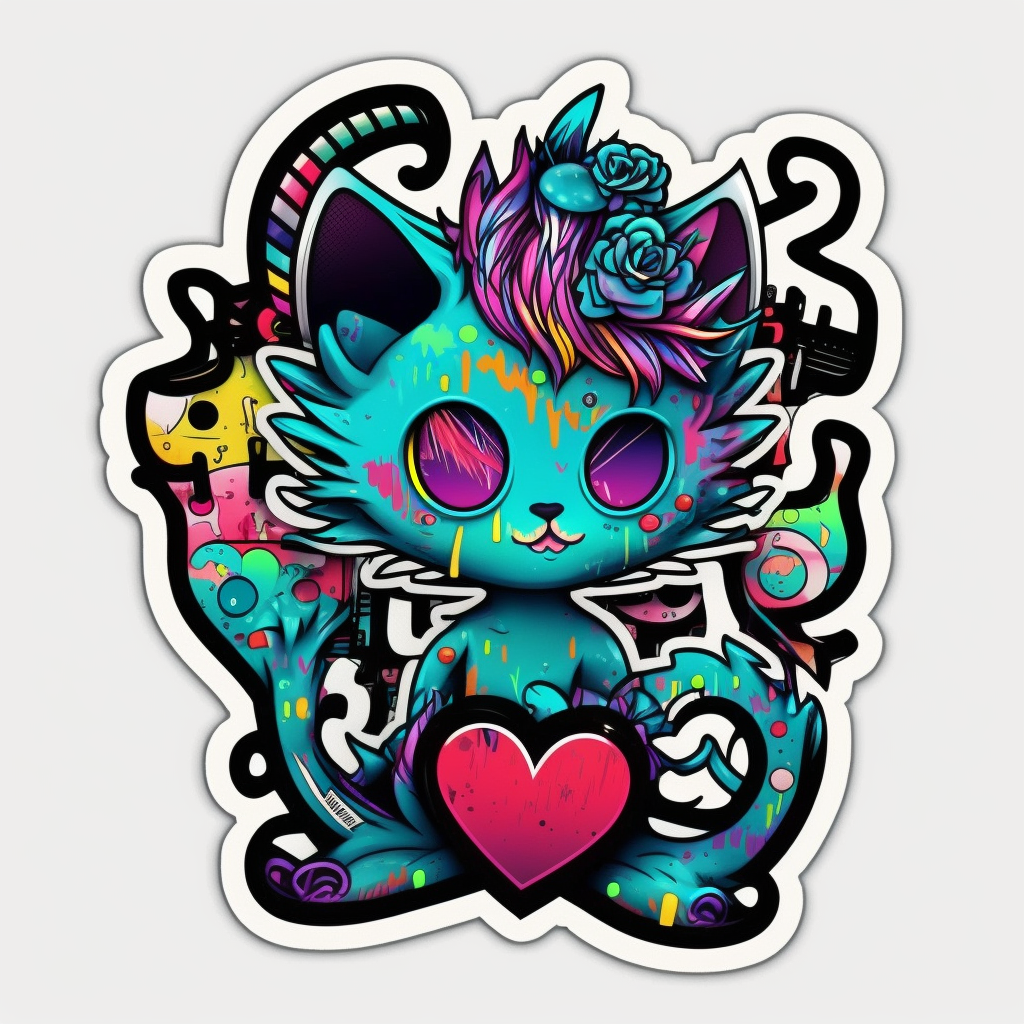 Cat Heartcore Vinyl Decal Sticker for Car, Laptop, Tumbler and more # 002507
