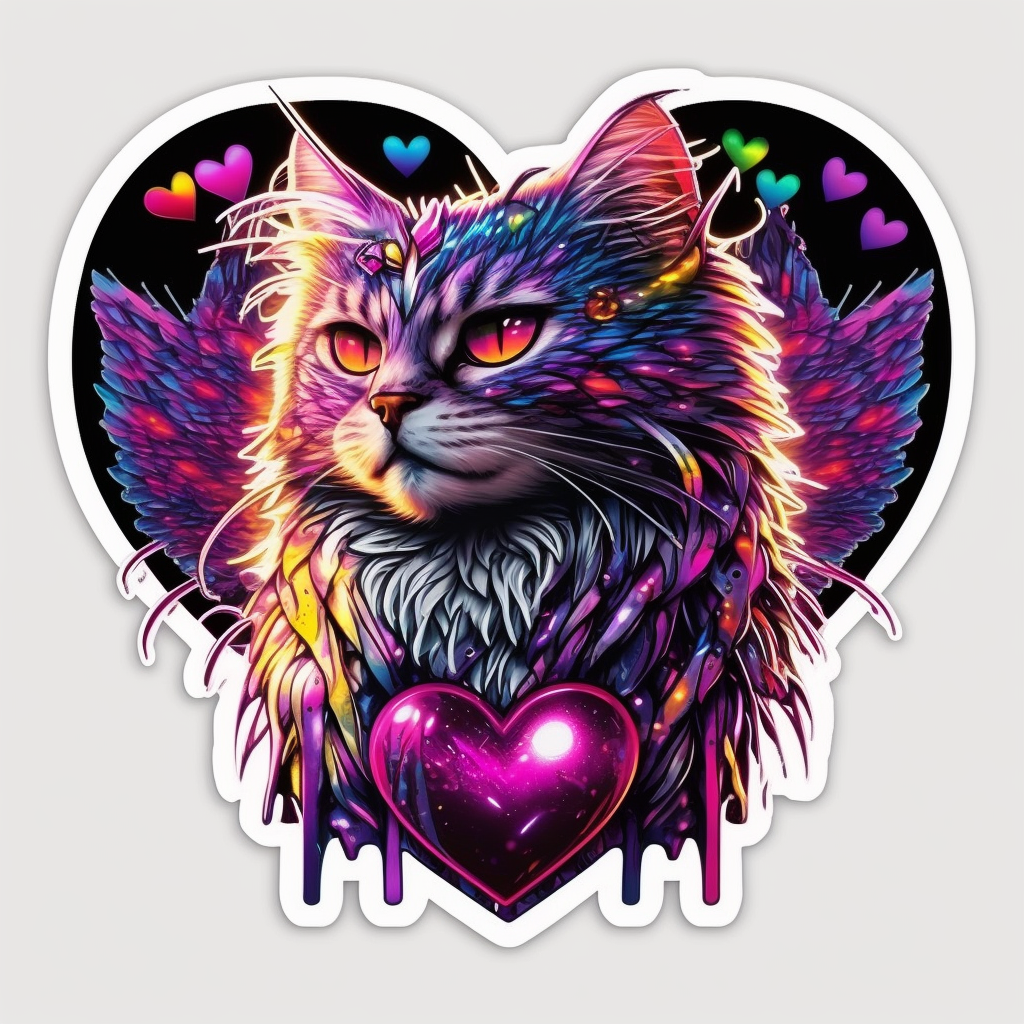 Heartcore Cat Vinyl Decal Sticker for Car, Laptop, Tumbler and more # 002641
