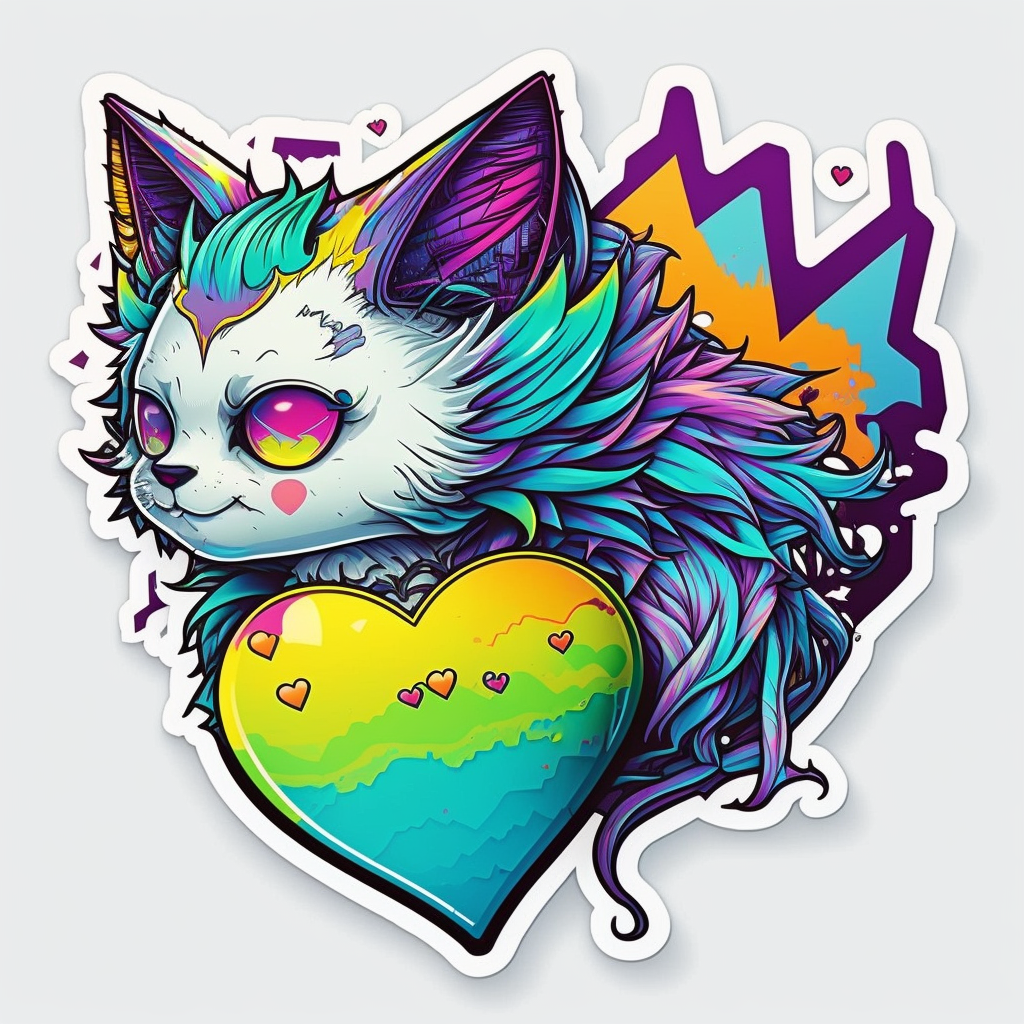 Cat Heartcore Vinyl Decal Sticker for Car, Laptop, Tumbler and more # 002874