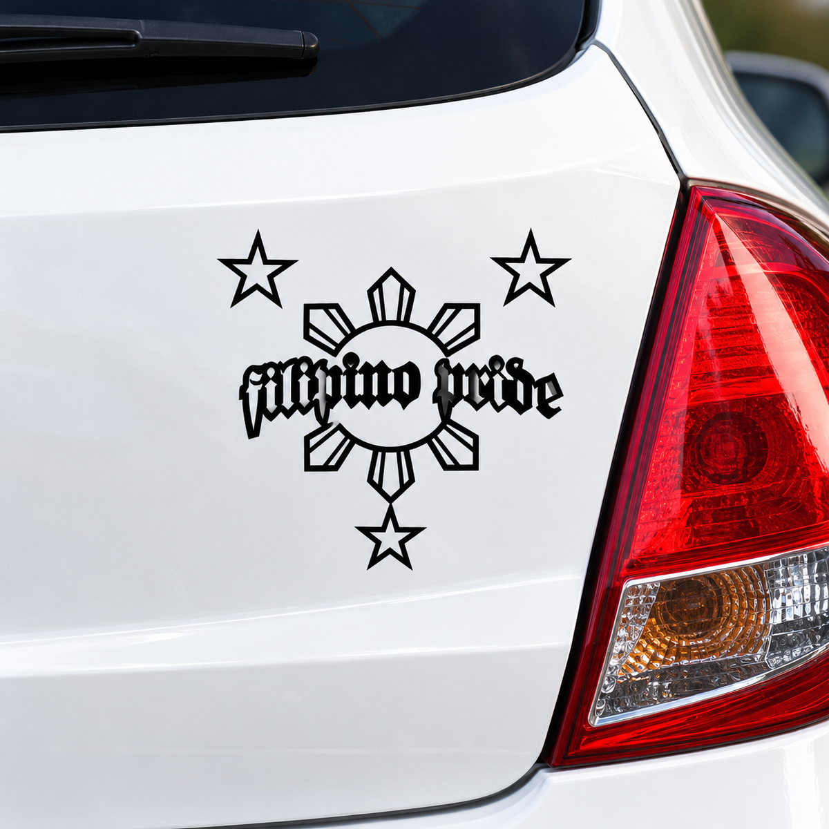 Black Filipino Pride Philippines transfer decal mockup on white car