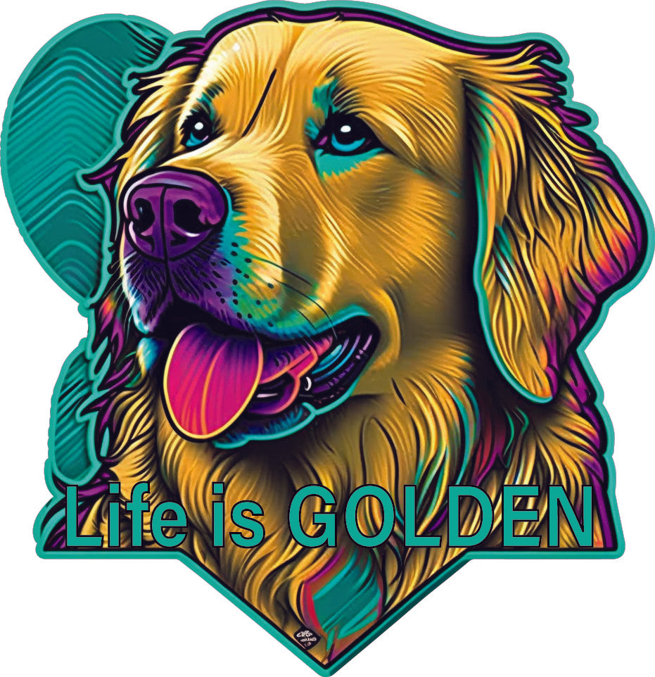 Life is Golden Golden Retriever Vinyl Decal Sticker for Car, Laptop, Tumbler and more # 002659