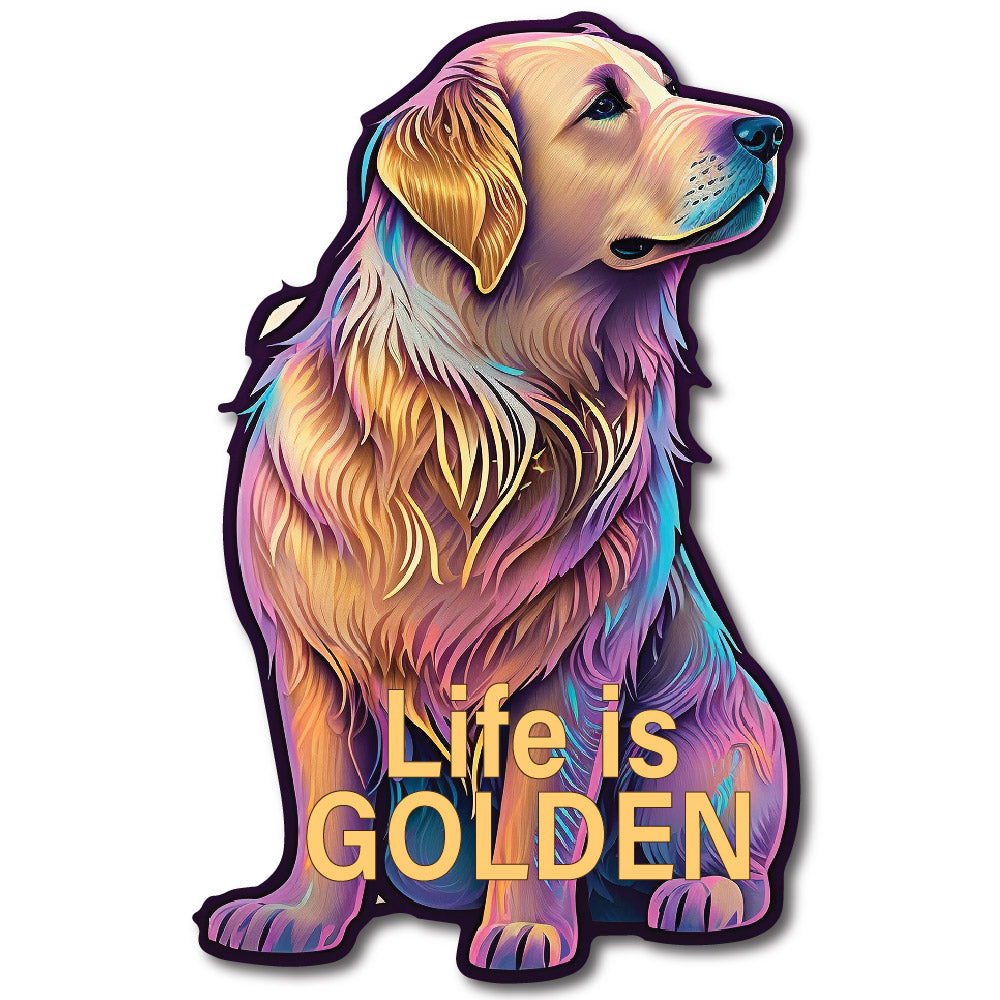 Life is Golden Golden Retriever Dog Vinyl Decal Sticker for Car, Laptop, Tumbler and more # 002510