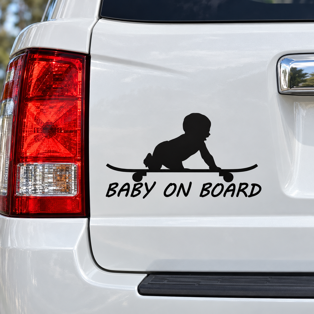 Black baby on skateboard transfer decal mockup