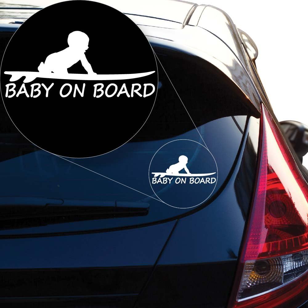 White Baby on Board surfboard transfer decal
