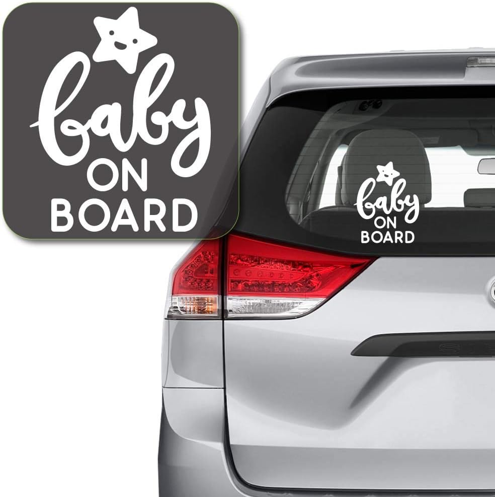 White Baby On Board Happy Star transfer decal