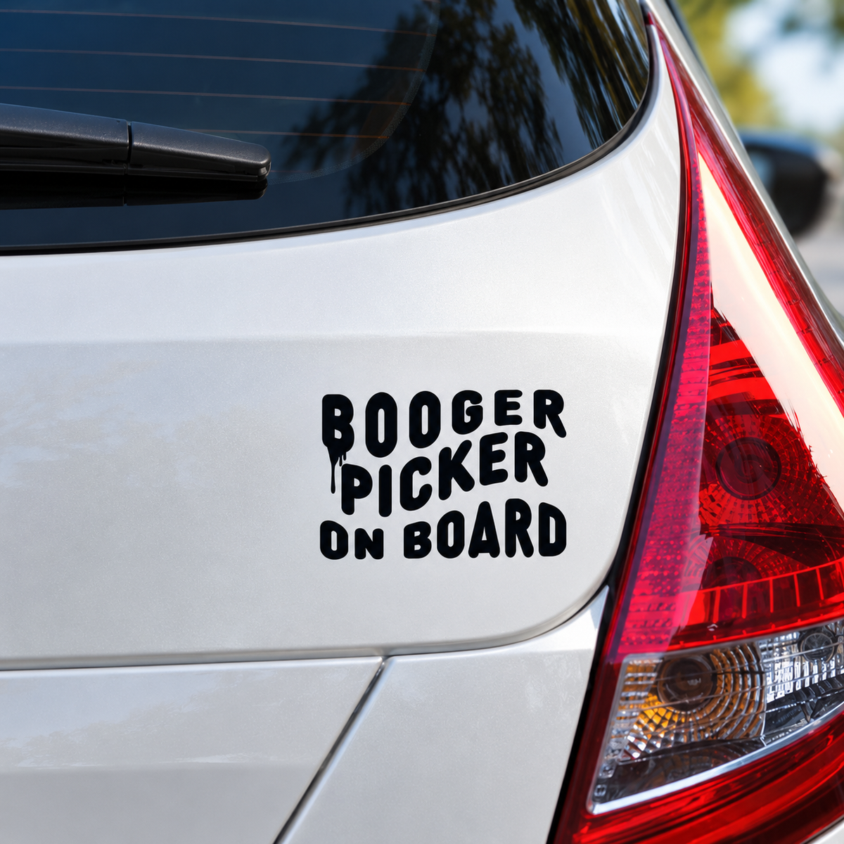 Black Booger Picker baby on board transfer decal mockup