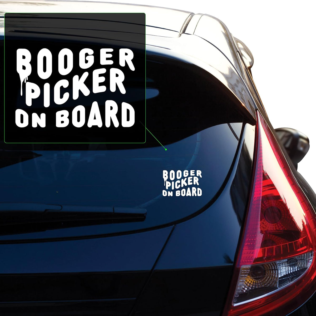 White Booger Picker baby on board transfer decal