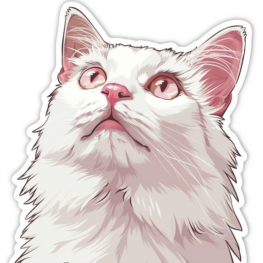 Adorable Turkish Angora Cat  Vinyl Decal Sticker for Car, Laptop, Tumbler and more # F020800-4" x 4"