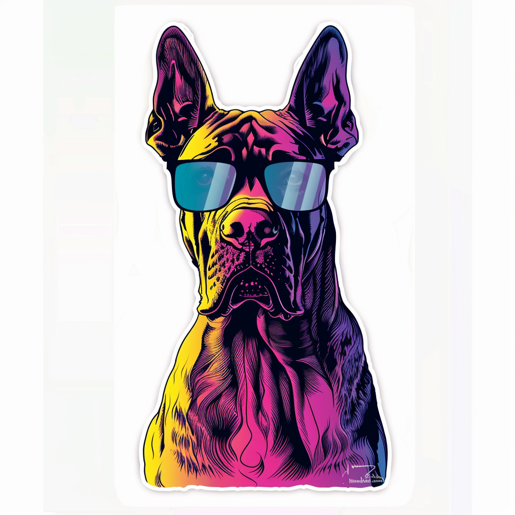 Adorable Great Dane Dog Expressive surreal Vinyl Decal Sticker for Car, Laptop, Tumbler and more # F018117
