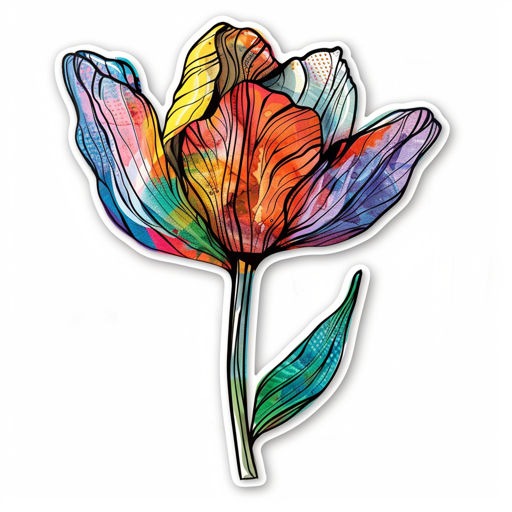 Sticker of a Tulip flower Vinyl Decal Sticker for Car, Laptop, Tumbler and more # F023394