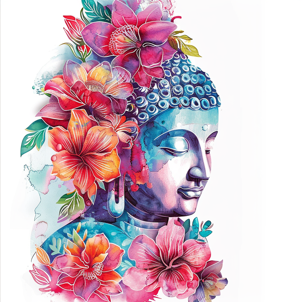 Buddha floral majestic Expressive surreal Vinyl Decal Sticker for Car, Laptop, Tumbler and more # F016969