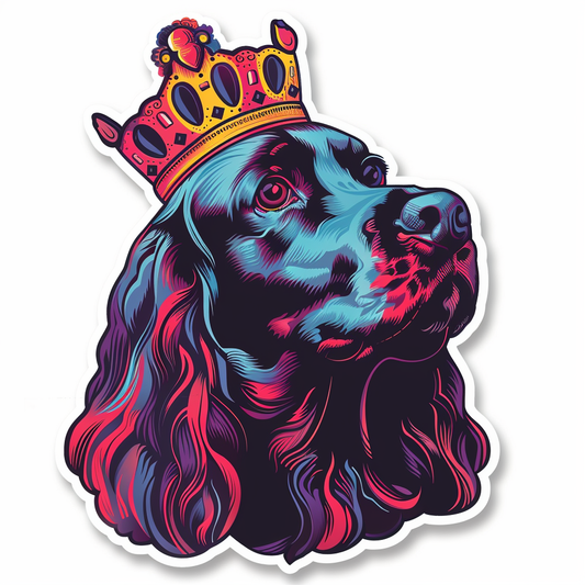 Cocker Spaniel Dog crowned majestic Expressive surreal Vinyl Decal Sticker for Car, Laptop, Tumbler and more # F020273-4" x 4"