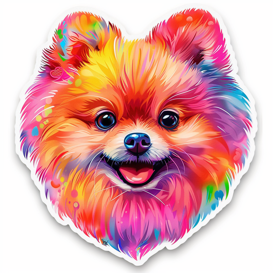 Pomeranian Dog heartcore Expressive surreal Vinyl Decal Sticker for Car, Laptop, Tumbler and more # F018006